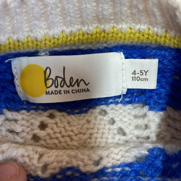 ASO Princess Charlotte UK Mini Boden Blue White Sweater Jumper 4/5Y